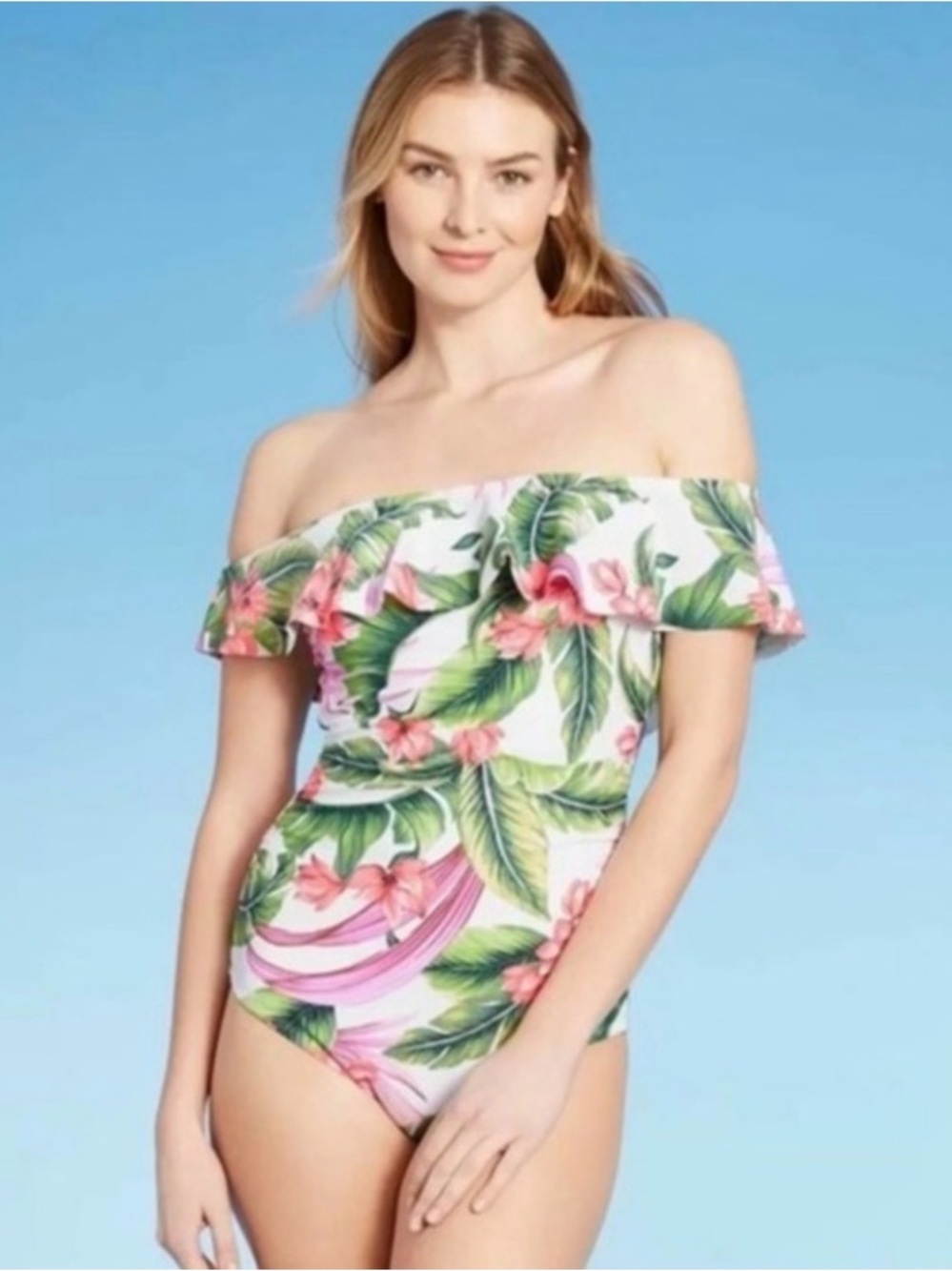 Kona Sol One Piece Off the Shoulder Swim Suit Size L